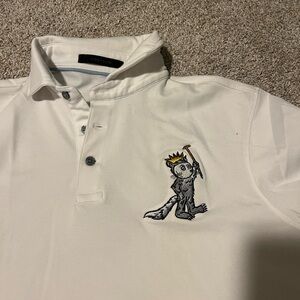 Greyson White Polo with Embroidered Character